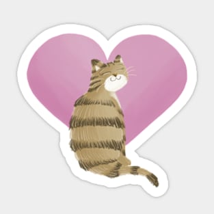 Valentines cat and heart Sticker